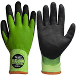 TraffiGlove TG5570 X-DURA Cut F Nitrile/Latex Fully Coated Thermal Water Resistant Green Gloves - 10g
